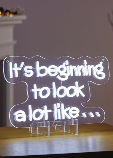 Premier Decorations "It's Beginning To Look A Lot Like..." Hang or Stand Lit Neon Sign