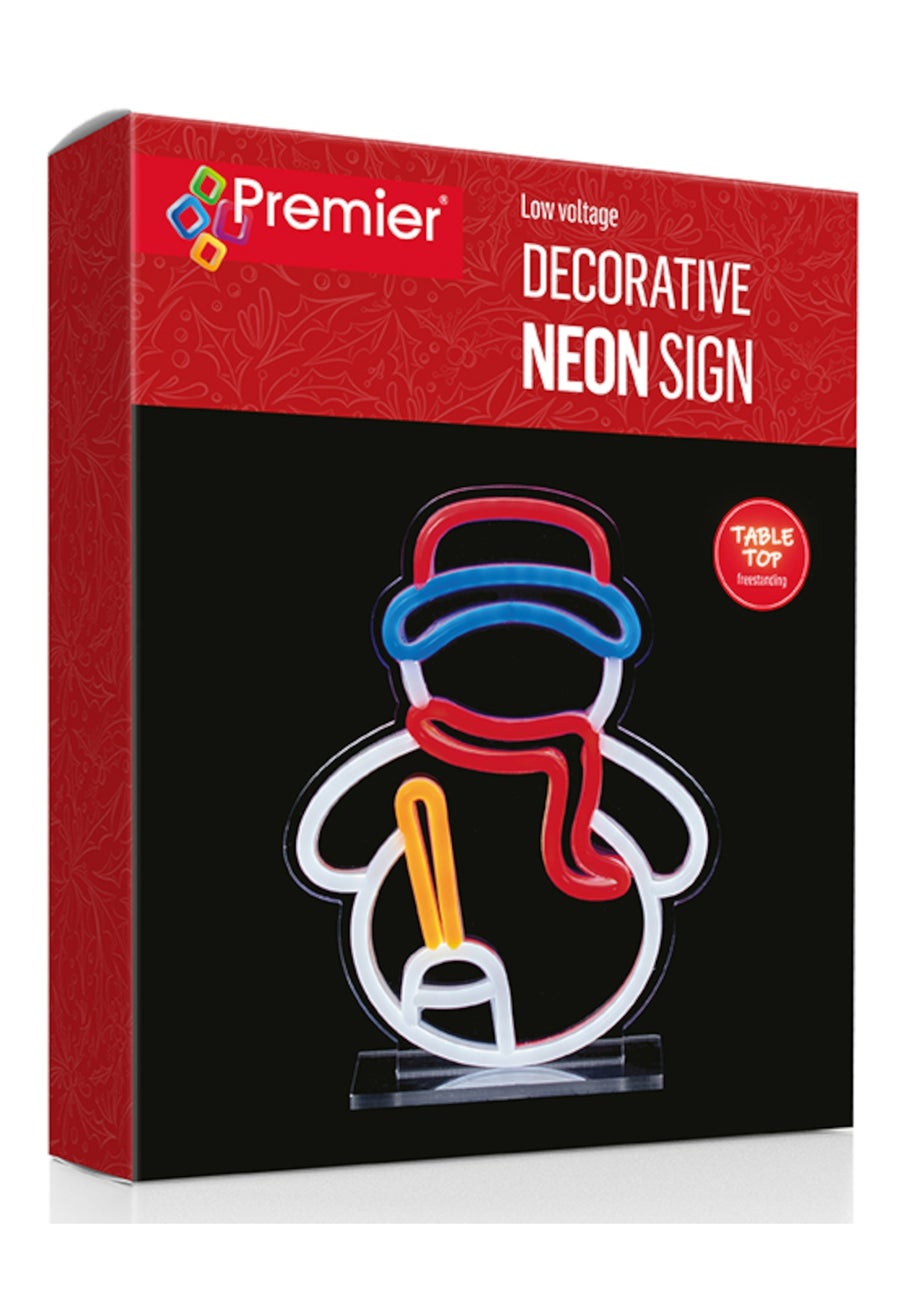 Premier Decorations Snowman Design Hang or Stand Lit Neon Sign