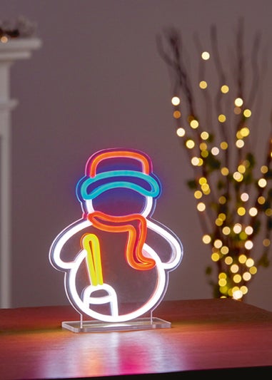 Premier Decorations Snowman Design Hang or Stand Lit Neon Sign