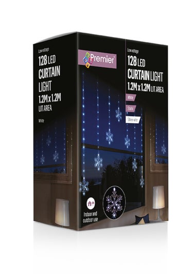 Premier Decorations Snowflake V Curtain with 128 White LEDs