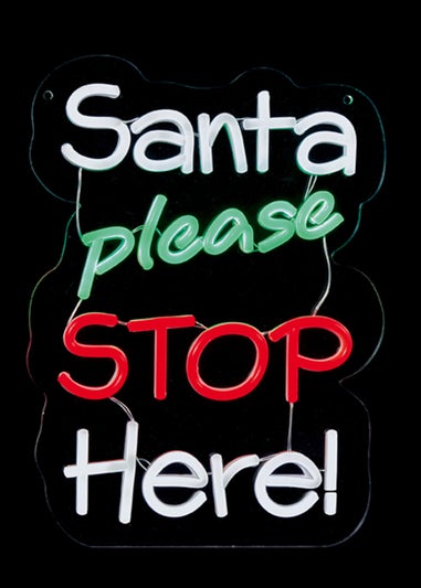 Premier Decorations Santa Please Stop Here Hang-Stand Lit Neon Sign