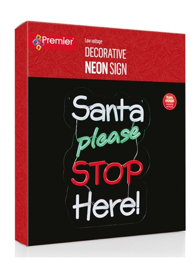 Premier Decorations Santa Please Stop Here Hang-Stand Lit Neon Sign