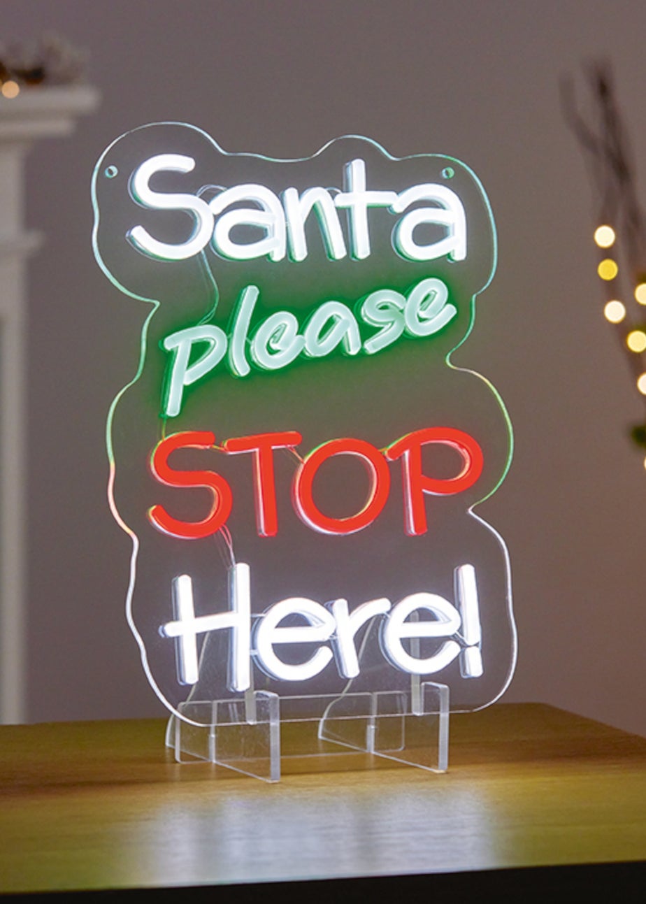 Premier Decorations Santa Please Stop Here Hang-Stand Lit Neon Sign