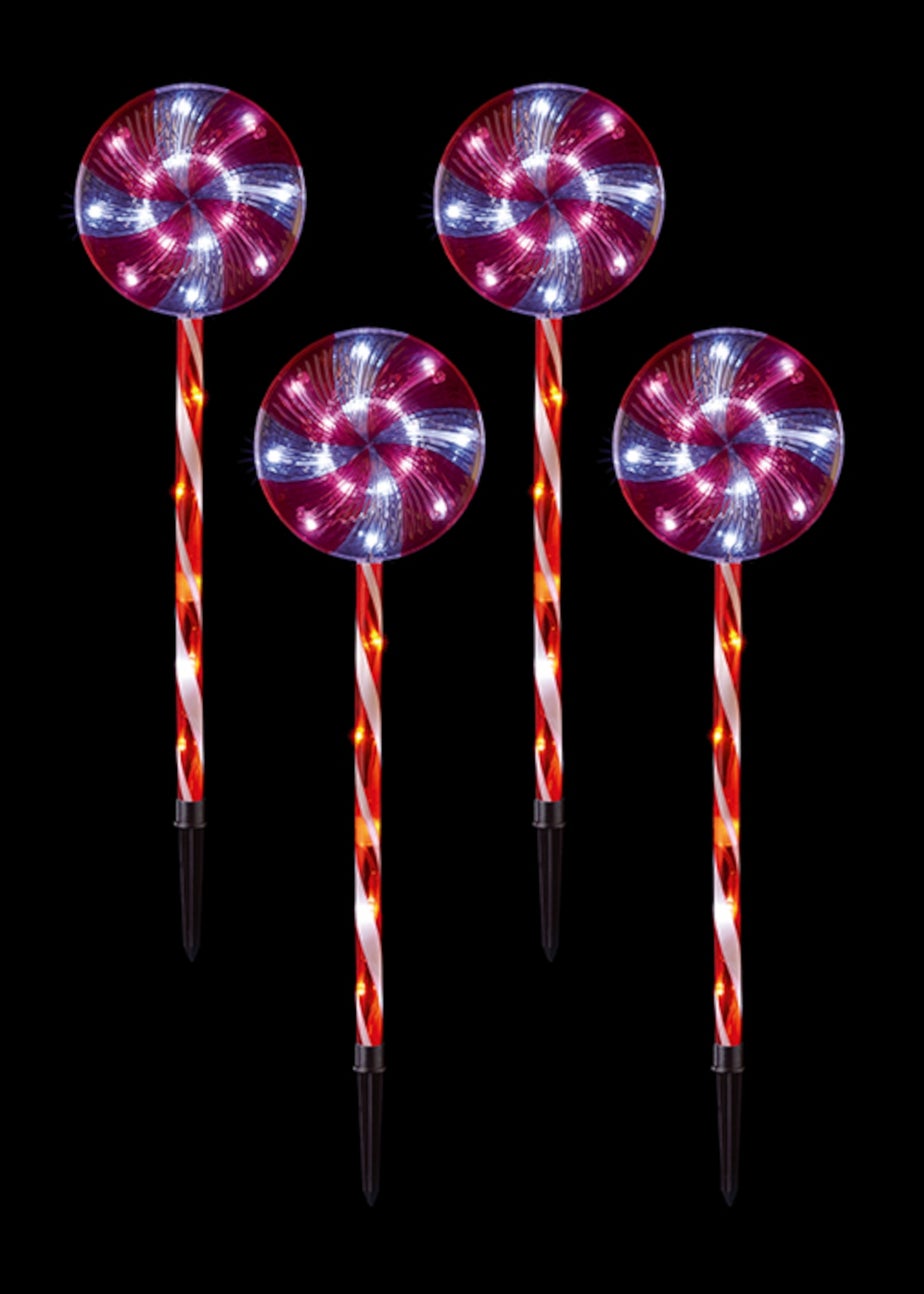 Premier Decorations Lolly Pop Path Light with 84 White LEDs Set of 4