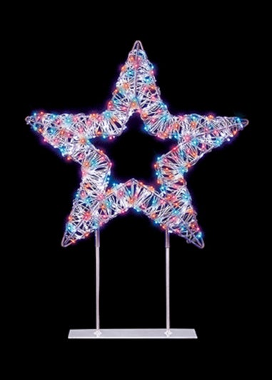 Premier Decorations White Table Top Star with 720 Twinkling Rainbow LEDs