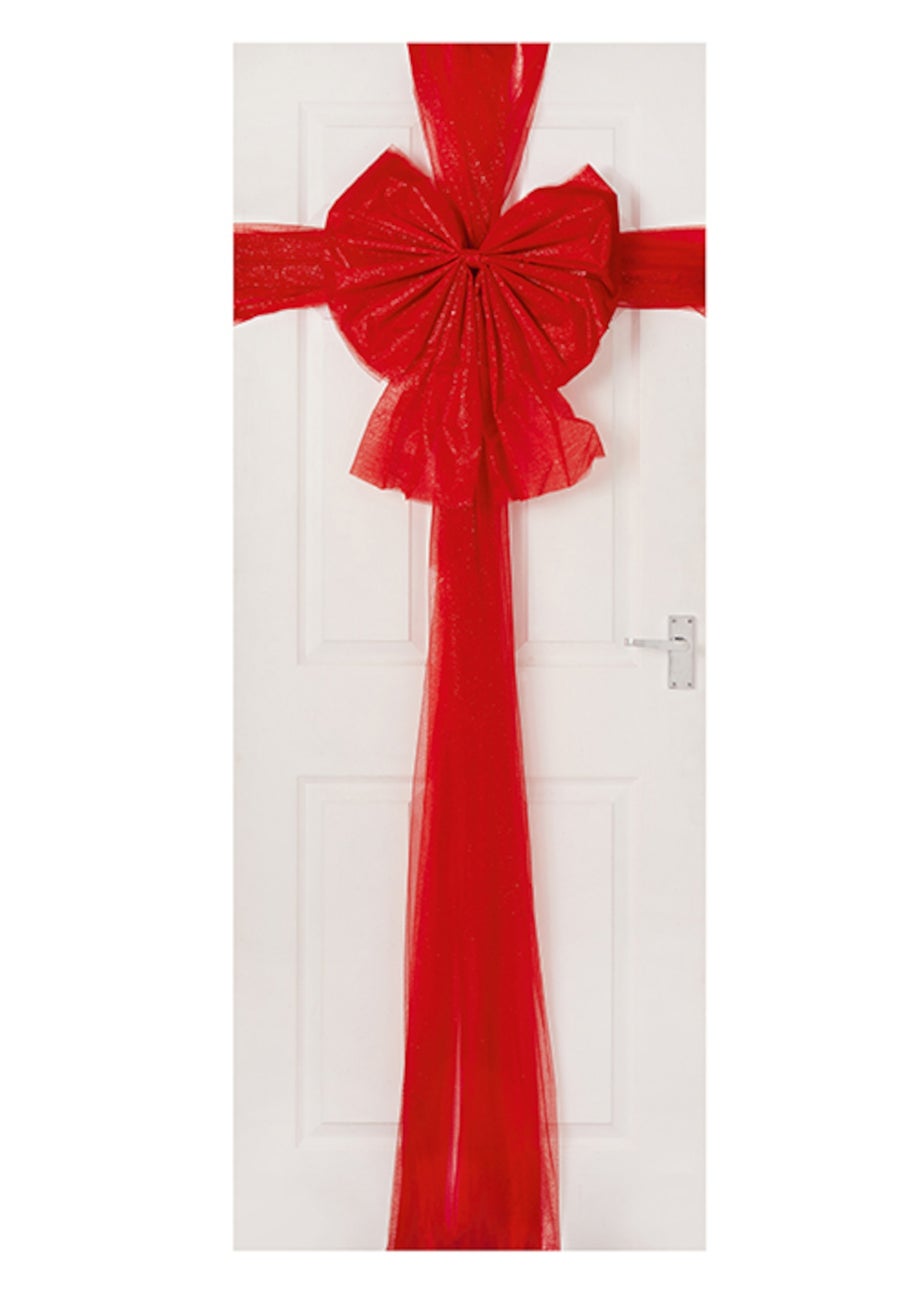 Premier Decorations Red Bow with  Ribbon Door Wrap