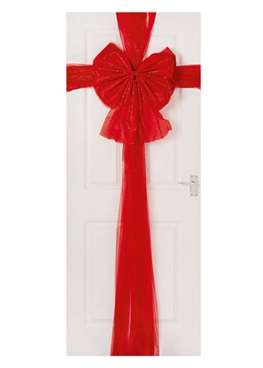 Premier Decorations Red Bow with  Ribbon Door Wrap