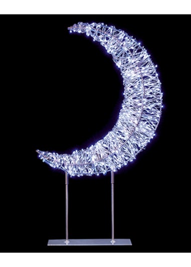 Premier Decorations Silver Table Top Crescent Moon with 720 Twinkling White LEDs