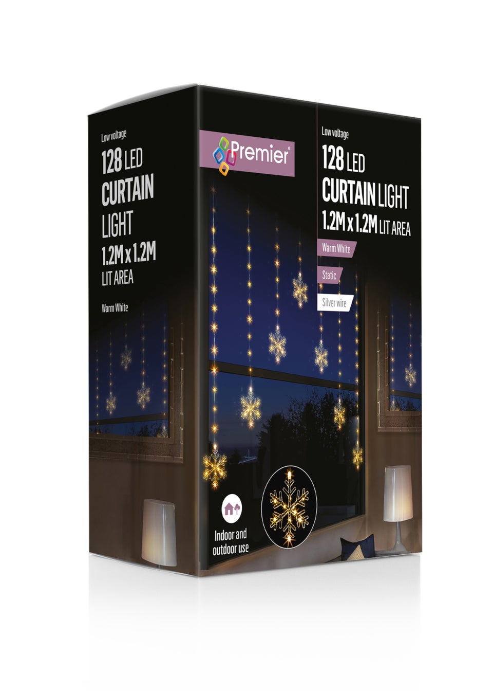 Premier Decorations Snowflake V Curtain with 128 Warm White LEDs