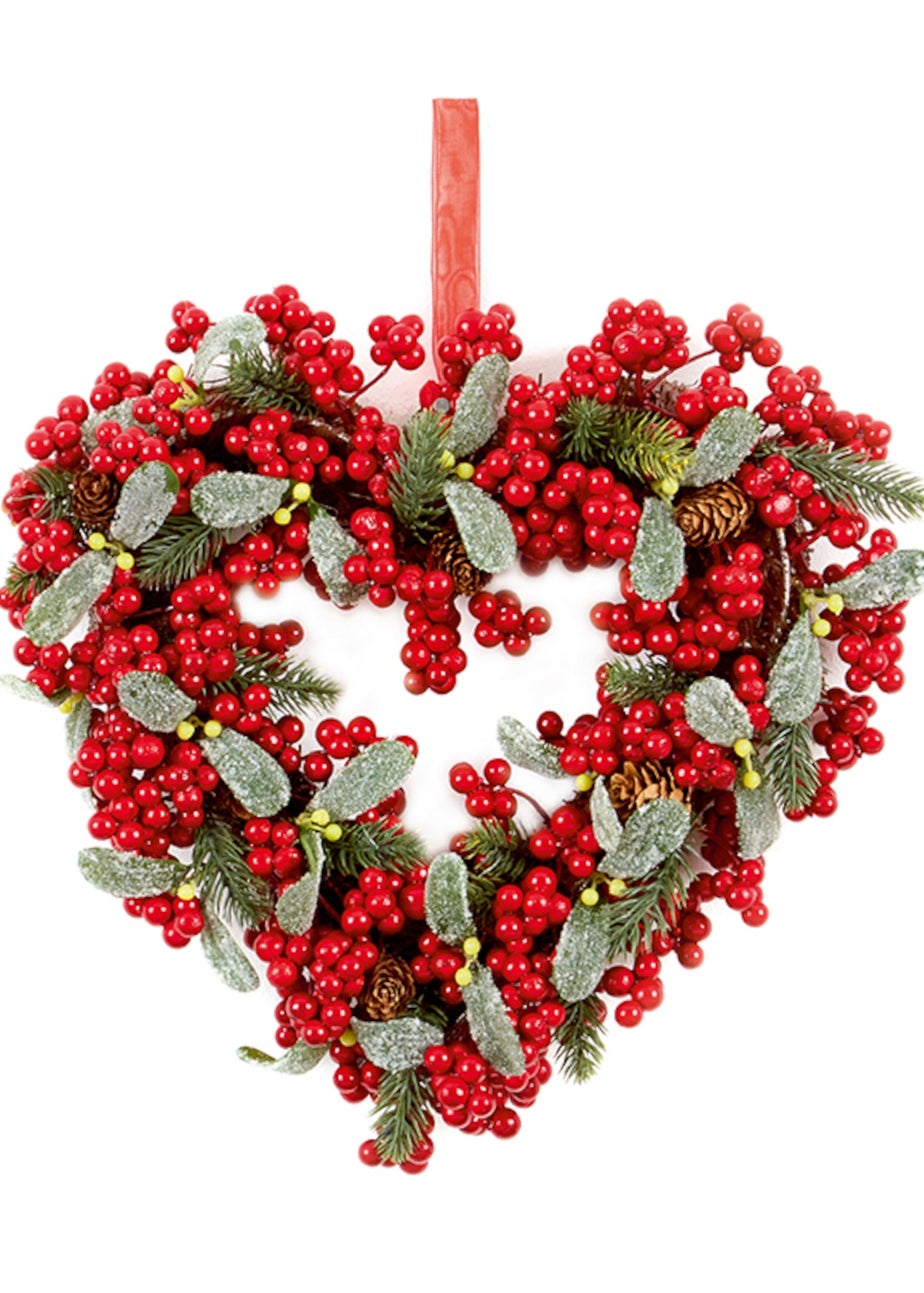 Premier Decorations Berry & Leaf Heart Wreath