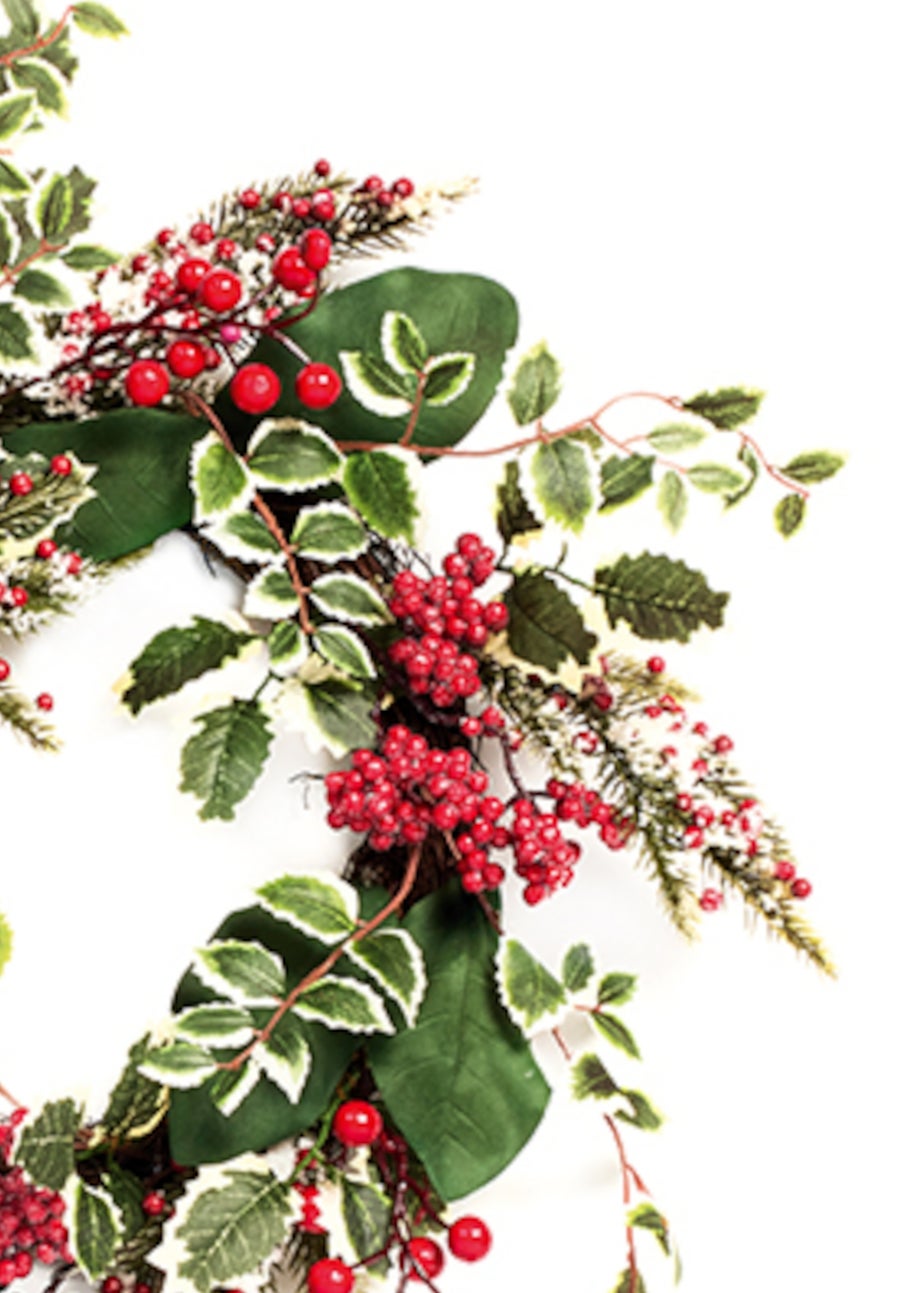 Premier Decorations Green Variegated Holly Berry Wreath