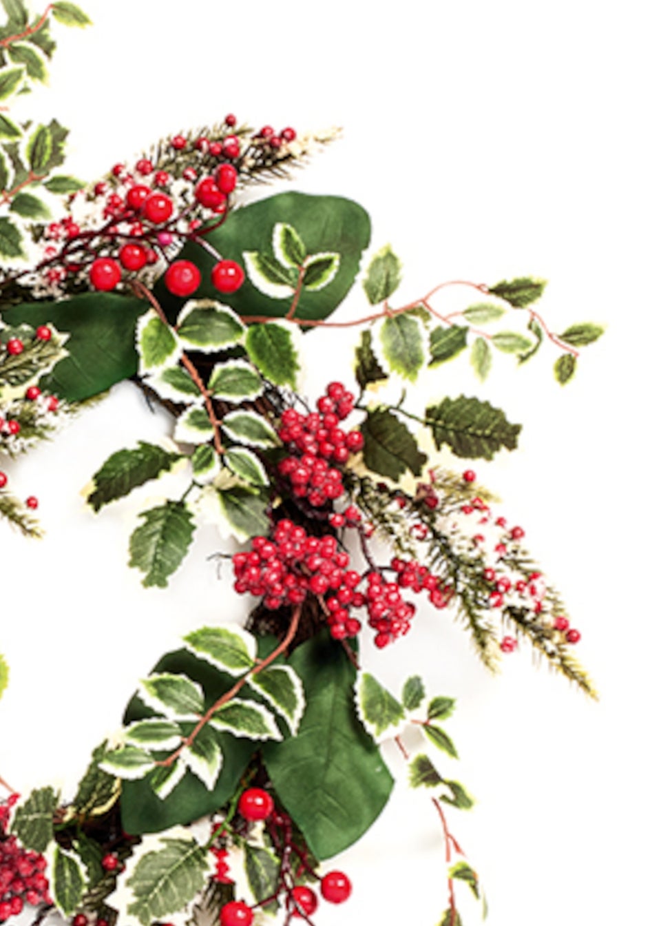 Premier Decorations Green Variegated Holly Berry Wreath