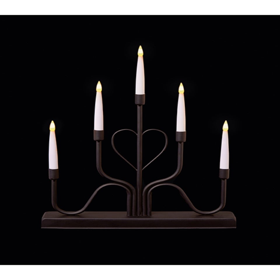 Premier Decorations Black Metal Modern Heart Design Candlebridge with Timer