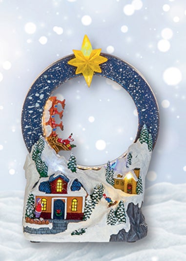 Premier Decorations Battery Operated Lit Village with Looping Santa Sleigh