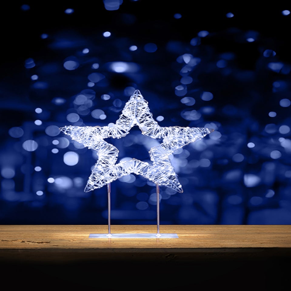 Premier Decorations Silver Table Top Star with 720 Twinkling White LEDs