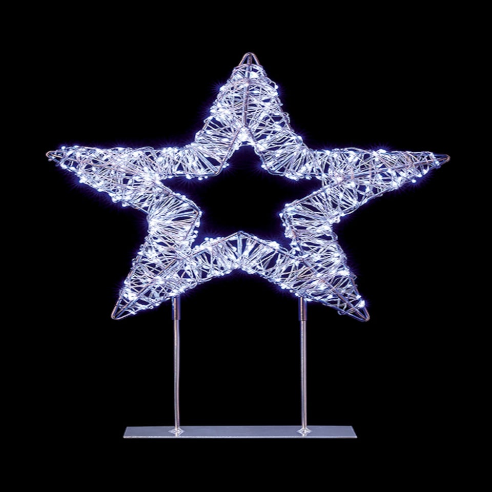 Premier Decorations Silver Table Top Star with 720 Twinkling White LEDs