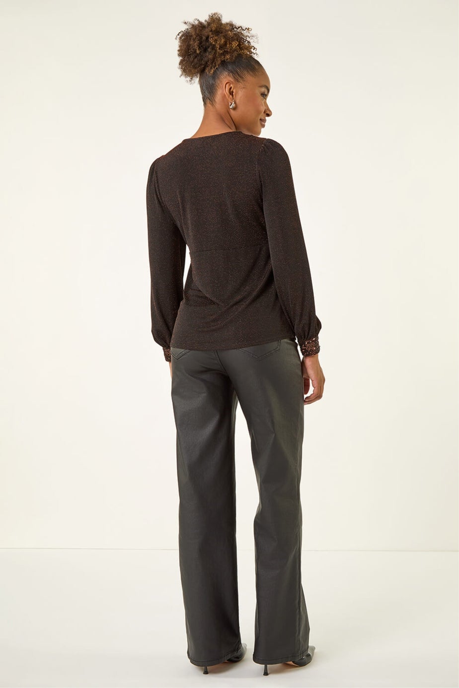 Roman Bronze Brillo Sequin V-Neck Top