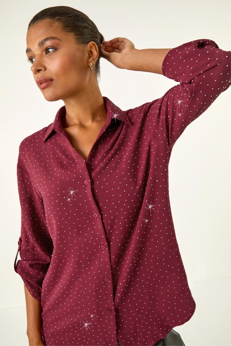 Roman Wine Hotfix Button Through Shirt