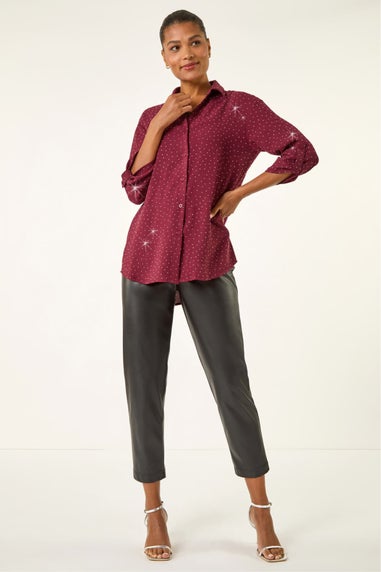 Roman Wine Hotfix Button Through Shirt