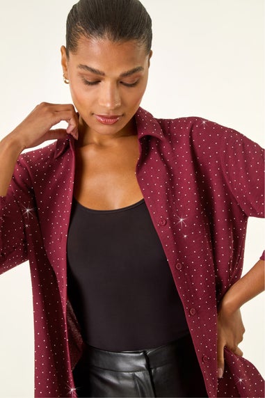 Roman Wine Hotfix Button Through Shirt