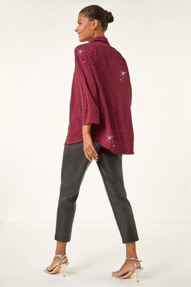 Roman Wine Hotfix Button Through Shirt