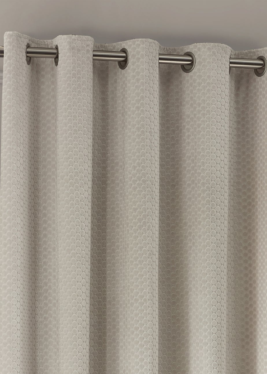 Paoletti Neptune Velvet Room Darkening Eyelet Curtain Pair Ivory