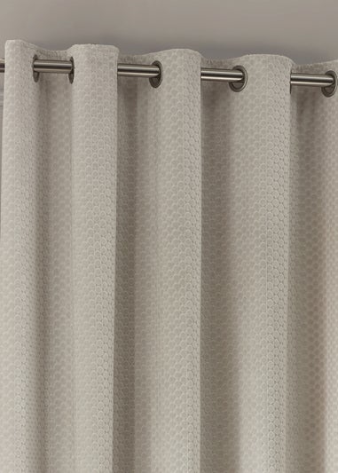 Paoletti Neptune Velvet Room Darkening Eyelet Curtain Pair Ivory