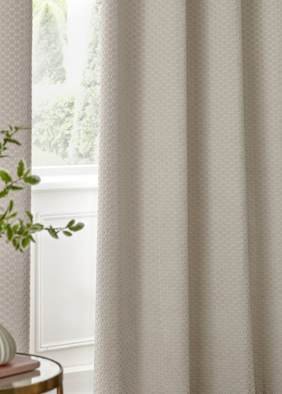 Paoletti Neptune Velvet Room Darkening Eyelet Curtain Pair Ivory