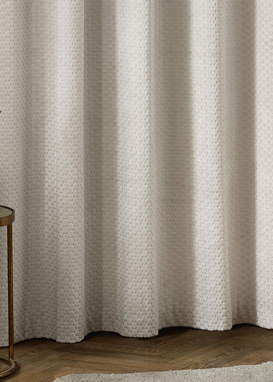 Paoletti Neptune Velvet Room Darkening Eyelet Curtain Pair Ivory