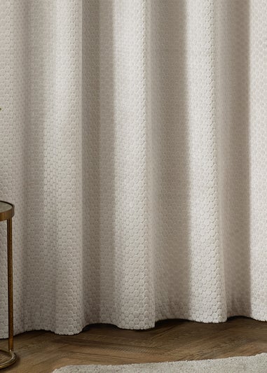 Paoletti Neptune Velvet Room Darkening Eyelet Curtain Pair Ivory