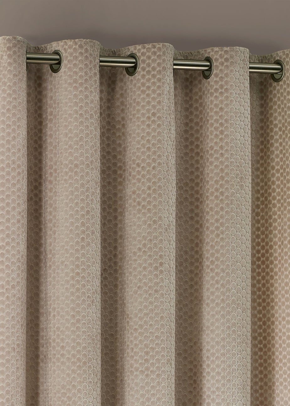 Paoletti Neptune Velvet Room Darkening Eyelet Curtain Pair Champagne