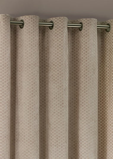 Paoletti Neptune Velvet Room Darkening Eyelet Curtain Pair Champagne