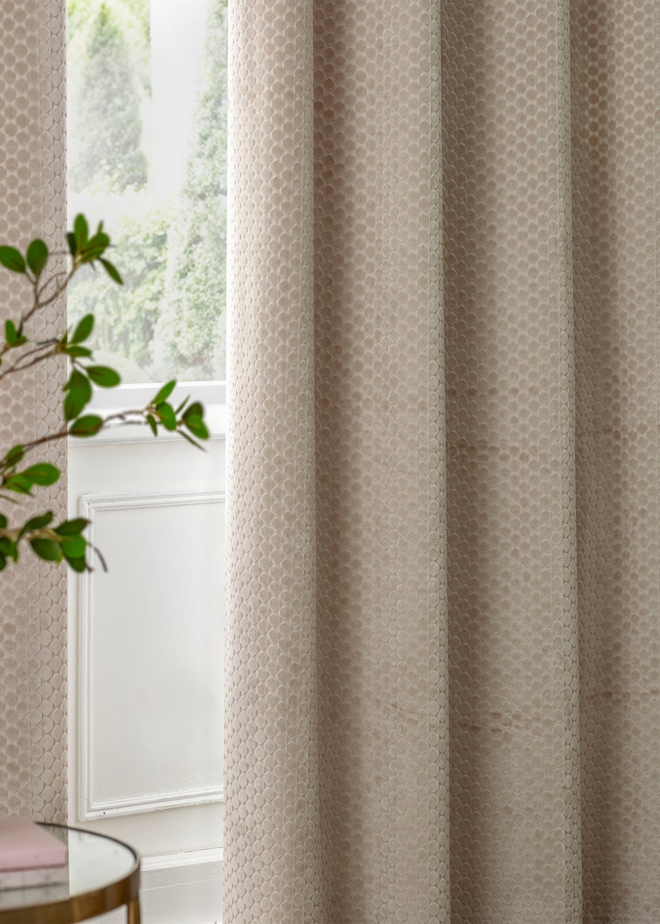 Paoletti Neptune Velvet Room Darkening Eyelet Curtain Pair Champagne