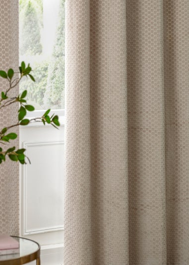 Paoletti Neptune Velvet Room Darkening Eyelet Curtain Pair Champagne