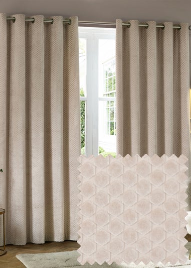 Paoletti Neptune Velvet Room Darkening Eyelet Curtain Pair Champagne