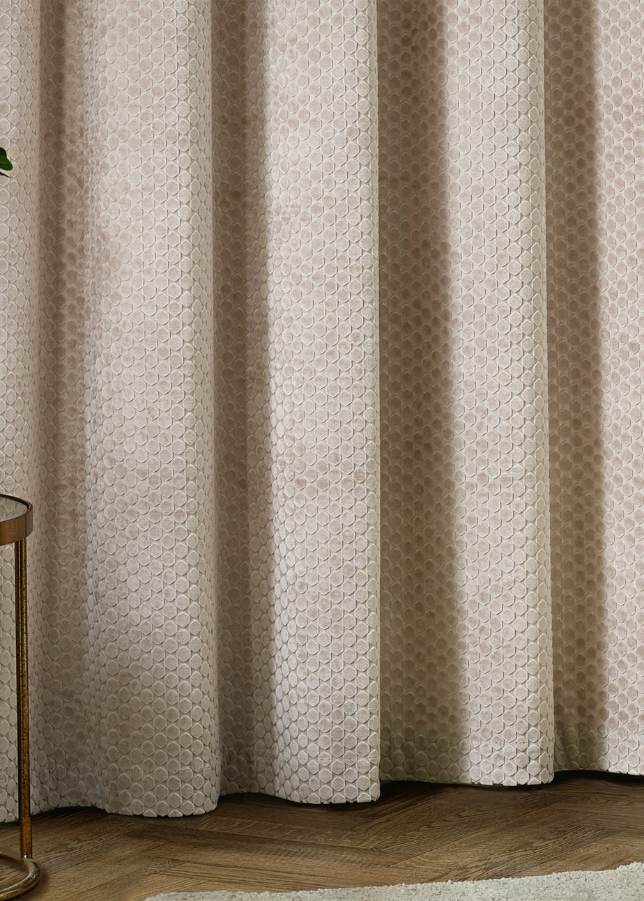 Paoletti Neptune Velvet Room Darkening Eyelet Curtain Pair Champagne