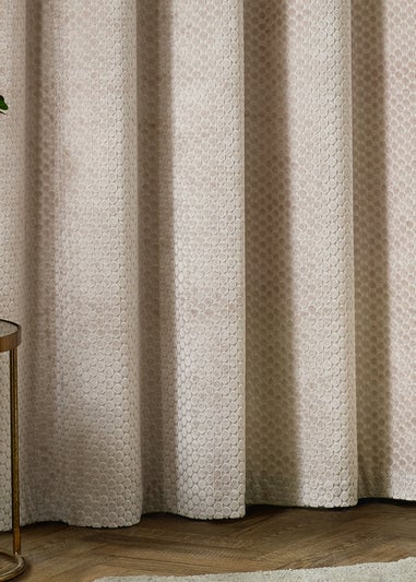 Paoletti Neptune Velvet Room Darkening Eyelet Curtain Pair Champagne