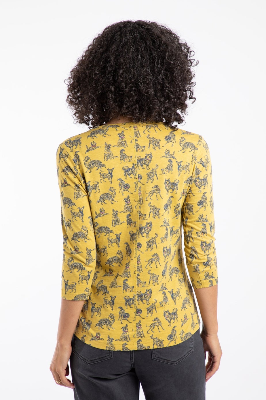 Weird Fish Tarragon Laveda 3/4 Sleeve Printed V Neck T-Shirt