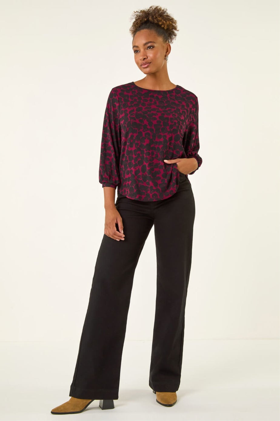 Roman Wine Abstract Spot Print Top