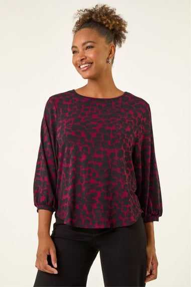 Roman Wine Abstract Spot Print Top