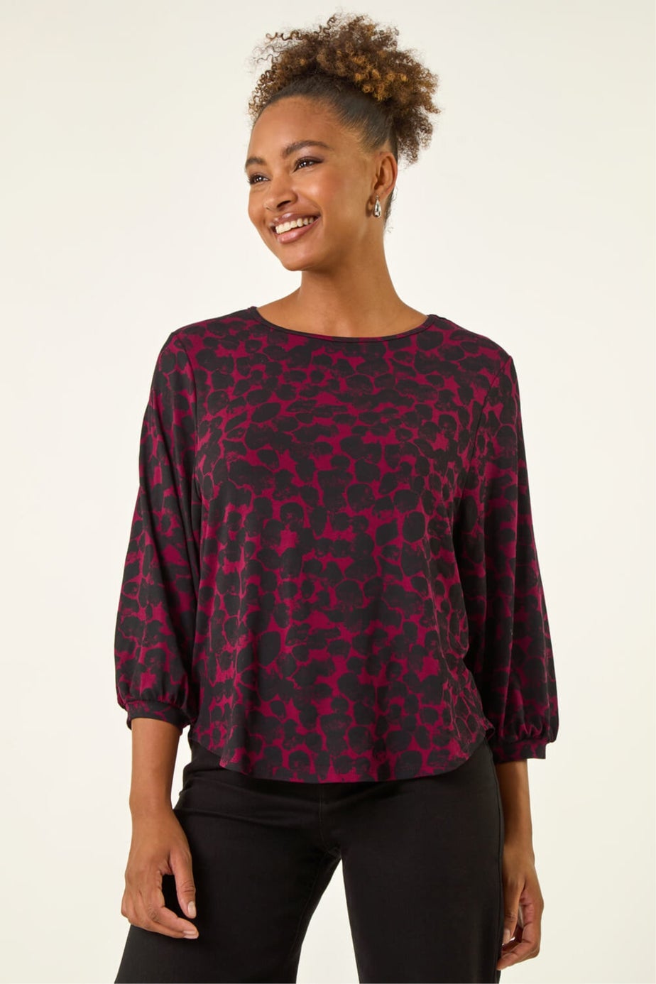 Roman Wine Abstract Spot Print Top