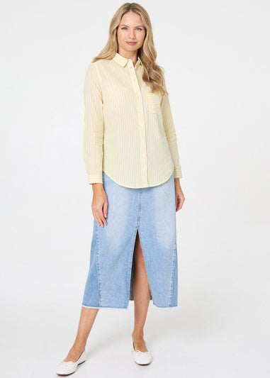 Izabel London Yellow Striped Long Sleeve Shirt