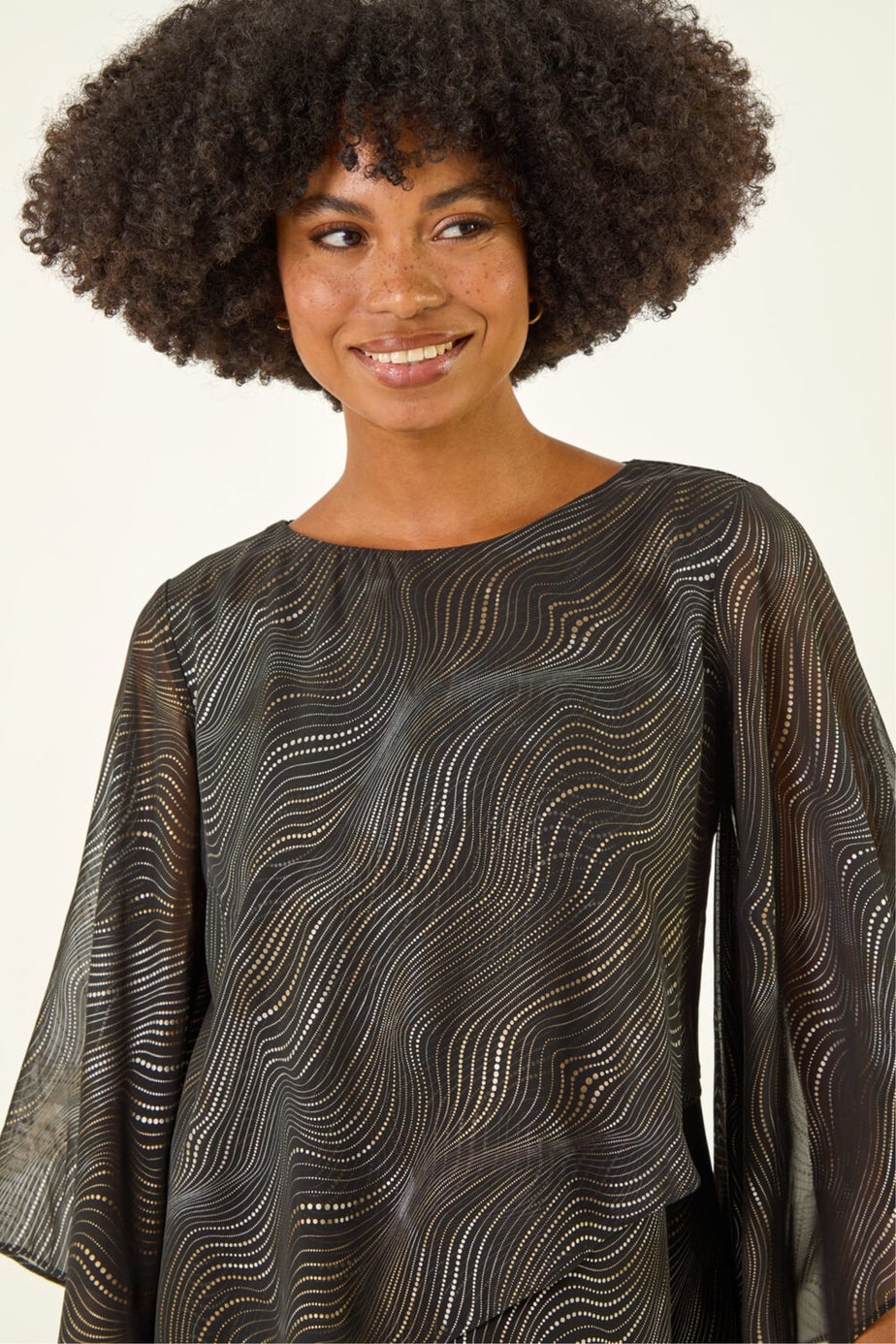 Roman Black Wavy Spot Foil Overlay Top