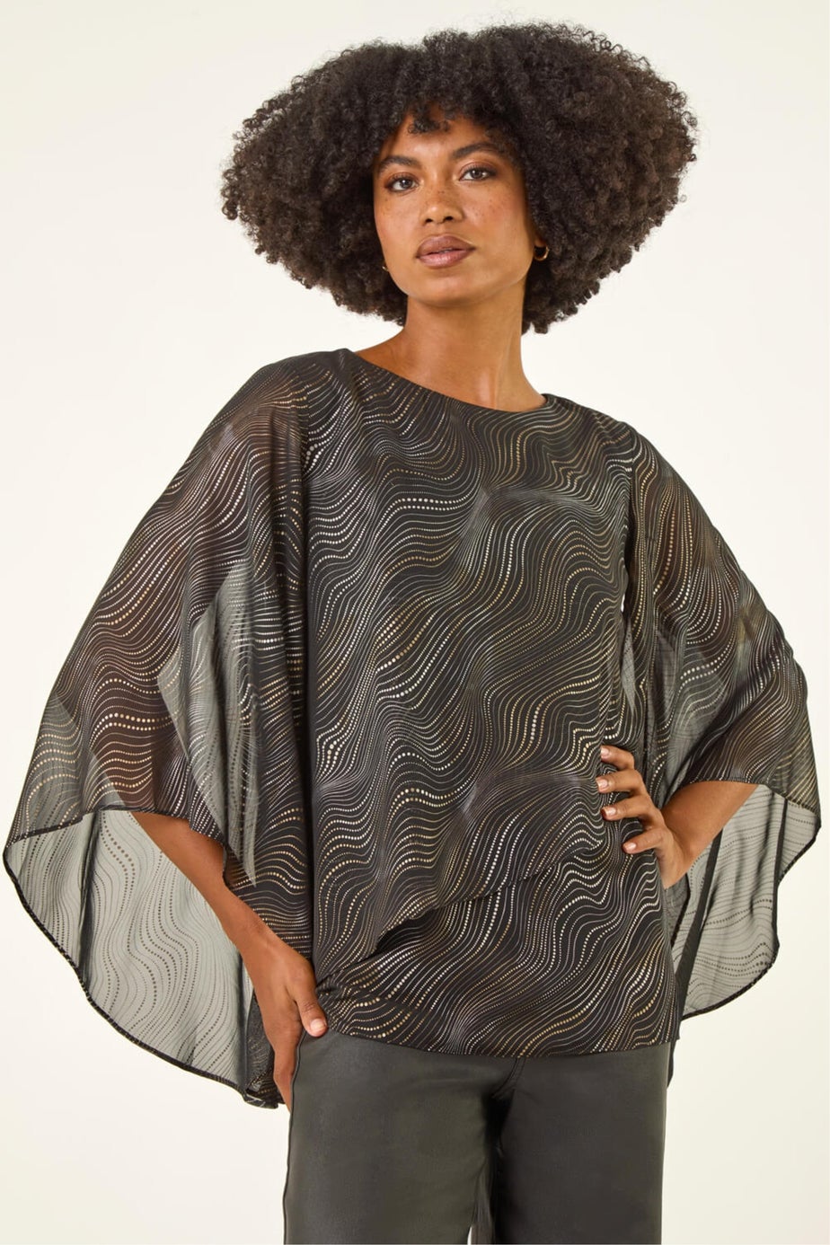 Roman Black Wavy Spot Foil Overlay Top
