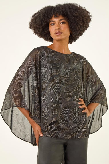Roman Black Wavy Spot Foil Overlay Top