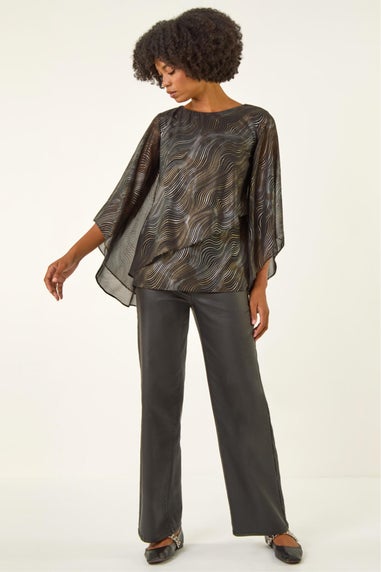 Roman Black Wavy Spot Foil Overlay Top