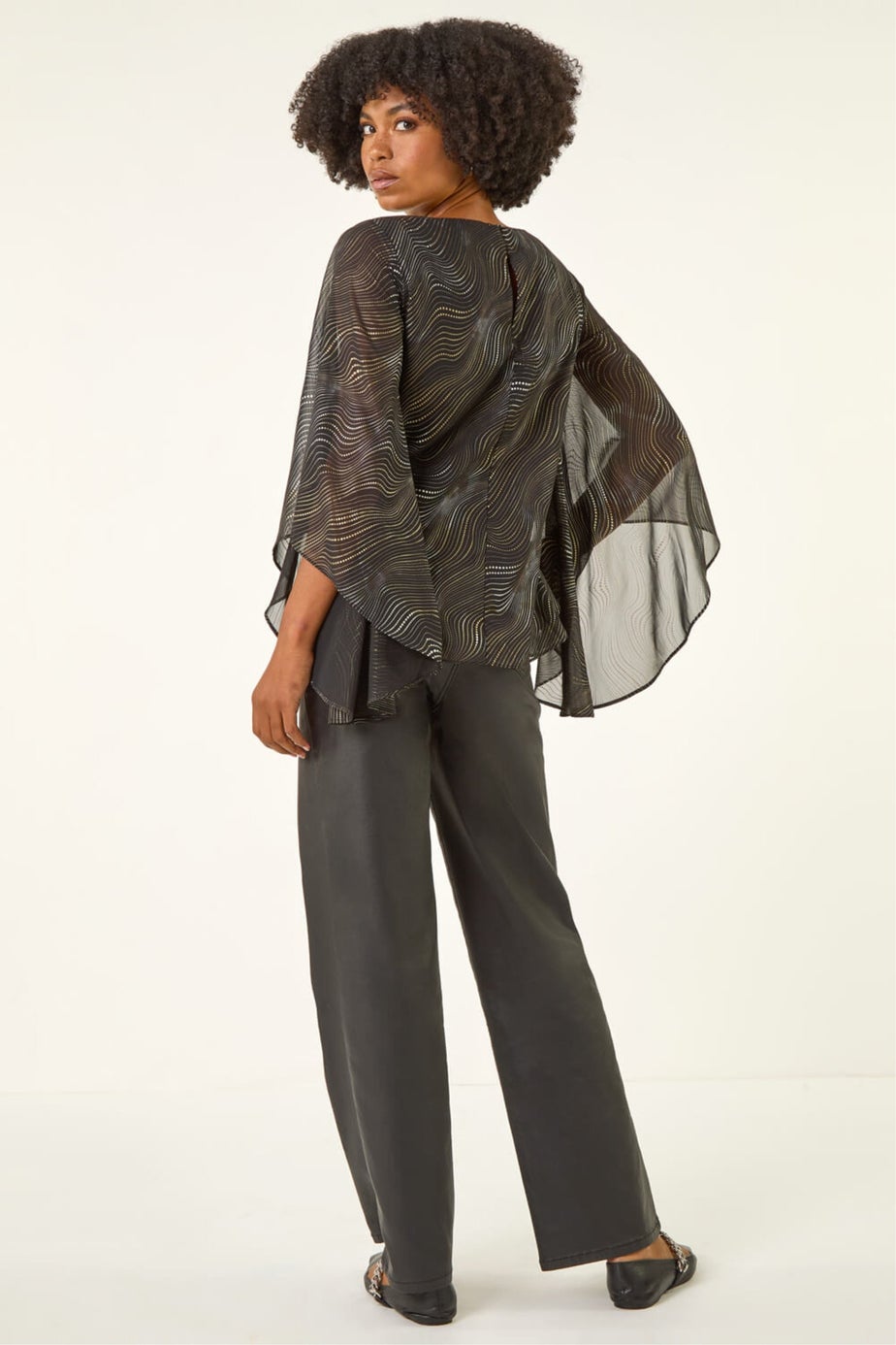 Roman Black Wavy Spot Foil Overlay Top
