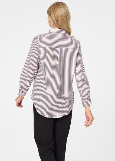 Izabel London Brown Striped Long Sleeve Shirt