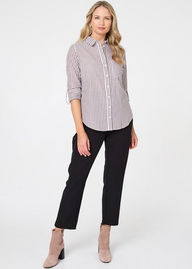 Izabel London Brown Striped Long Sleeve Shirt