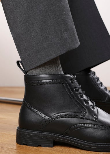 Where's That From Henry Black Brogue Lace-Up Ankle Boots